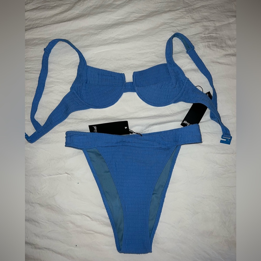 Nasty Gal blue bikini set, size US 6